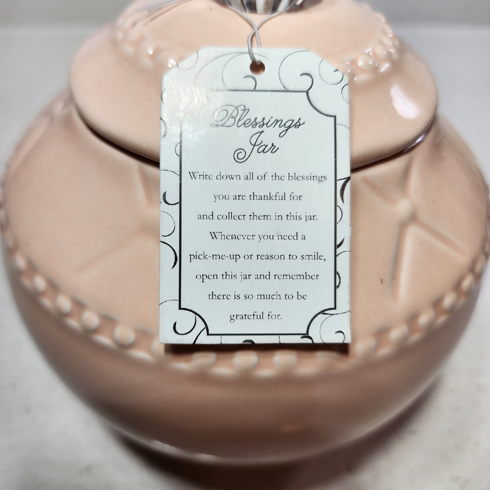 Ceramic Jar New With Tag. Grateful Thankful Blessed. Decorative with Lid - Picture 3 of 7